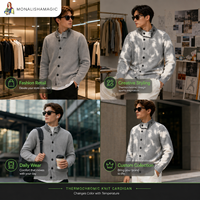 Cardigan en tricot thermochromique respirant à motif dessin animé personnalisé pour l'hiver, veste pull à couleur changeante réactive à la chaleur