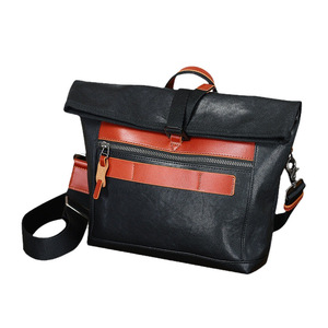 Men's Genuine Leather <b>Shoulder</b> <b>Bag</b> Black Avocado Green Solid Color <b>Large</b> Durable Crossbody <b>Bag</b> For Everyday Use - Product Image 5