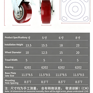 Roue pivotante industrielle robuste en polyuréthane de 4 pouces sur support en fonte avec frein de blocage total, capacité de 800 lb pour établi - Product Image 6