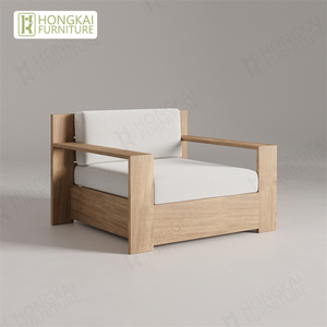 Ensemble canapé de jardin contemporain en bois de teck Table basse à cadre en teck pour l'extérieur Mobilier moderne Appartements Restaurants Plages - Product Image 2