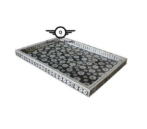 Venta al por mayor calidad artesanías madre perla incrustaciones madera MDF Bandejas para servir cocina hoteles y restaurantes para hogares en la India - Product Image 2