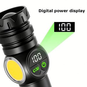 Siêu Sáng Cao Lumens Đuôi Nam Châm Dài Phạm Vi COB Kính Thiên Văn Zoom USB Có Thể Sạc Lại Trắng LED Torch Ánh Sáng Đèn Pin Chiến Thuật - Product Image 4