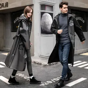 EVA elegante capa de chuva para as mulheres e homens é um longo trench coat cinto portátil à prova d' água para caminhadas ao ar livre