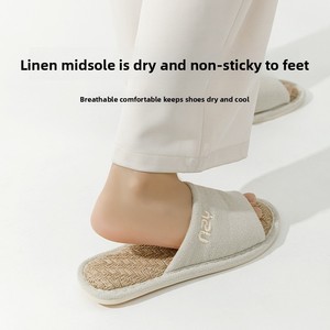 <span class=keywords><strong>Chanclas</strong></span> <span class=keywords><strong>de</strong></span> Lino para Hombre, para las Cuatro Estaciones, para Interiores, para Pisos <span class=keywords><strong>de</strong></span> <span class=keywords><strong>Madera</strong></span>, Antideslizantes, Transpirables, con Suela <span class=keywords><strong>de</strong></span> PVC, Talla Grande - Product Image 3