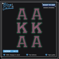 Desain Transfer Rhinestone Kustom untuk Sorority, Cepat Kirim, Hot Fix, Tempel Setrika
