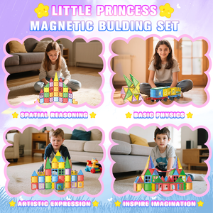 유아 아동용 교육 완구 DIY 자석 블록 세트, 투명 마그네틱 빌딩 블록 타일 어린이 자석 타일 장난감 - Product Image 4