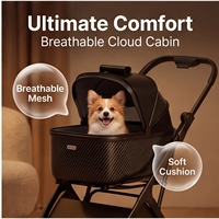 Poussette de transport pour animaux de compagnie légère et moderne en fibre de carbone avec fermeture à bouton, imperméable, respirante, portable et réglable