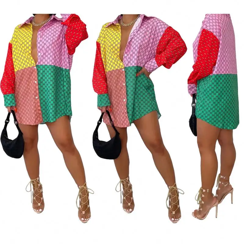 Offre Spéciale 2021 automne Jupe Robes Femmes Vêtements Impression Robe Automne Couleur Correspondant Femmes Jupe Robes