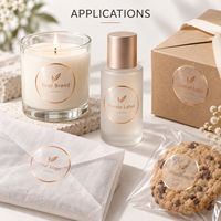 Étiquettes adhésives en PET pour produits de première nécessité en marque blanche, estampage or rose, découpe, étiquettes rondes brillantes transparentes en rouleau