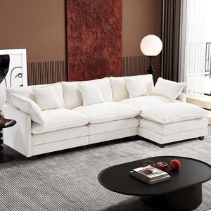 Ensemble de canapé modulaire en forme de L compressé sous vide, tissu crème moderne, utilisation en <span class=keywords><strong>appartement</strong></span> et en hôtel, rembourrage en éponge, réglable - Product Image 1
