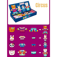 Magnetisches Anziehpuppen-Spielzeug für Kinder mit Tiermotiven und Wechselkleidung, Holz-Lernspielset für Kleinkinder, Reisespiel