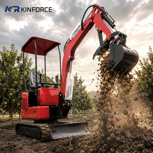Mini-excavatrice compacte à chenilles en caoutchouc de 0,8 à 1 tonne, diesel, électrique, hydraulique, pour jardin, ferme, construction, certifiée CE ISO EPA - Product Image 1
