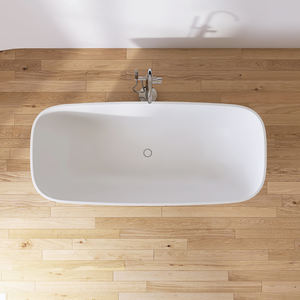 Bañera moderna independiente Maydon, bañera ovalada de superficie sólida, diseño de baño elegante, piedra Artificial, categoría de producto, bañeras - Product Image 5