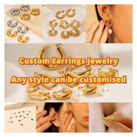 Nuevo Juego de Joyería de Acero Inoxidable con Collar, Dije y Aretes de Botón en Oro de 18k