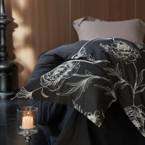 Set di Biancheria da Letto in Cotone 100% con Copripiumino Jacquard <span class=keywords><strong>Nero</strong></span> Tinto in Filo, Lenzuolo a Doppia Garza, Quattro Pezzi, Nuovo Stile ODM/OEM - Product Image 3