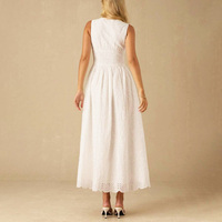 Robe mi-longue blanche Boho Chic personnalisée de haute qualité avec col en V mode décontractée robe d'été en coton