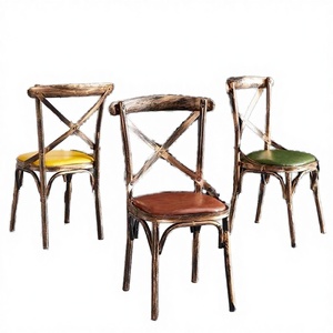 Chaise de salle à manger en métal industriel moderne à dossier croisé - Empilable, durable, écologique, imperméable, utilisation commerciale, <span class=keywords><strong>location</strong></span> - Product Image 4