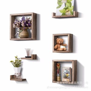 Solid Wood Wall Mounted Floating <b>Shelf</b> Rectangle Durable Storage <b>Rack</b> For Bathroom Living Room - Product Image 1