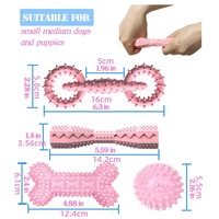 Furrivo - Juego de 4 Juguetes Masticables para Perros de TPR Rosa, para Limpieza Dental Diaria, Dispensador de Golosinas, para Cachorros y Perros Pequeños, OEM Personalizado