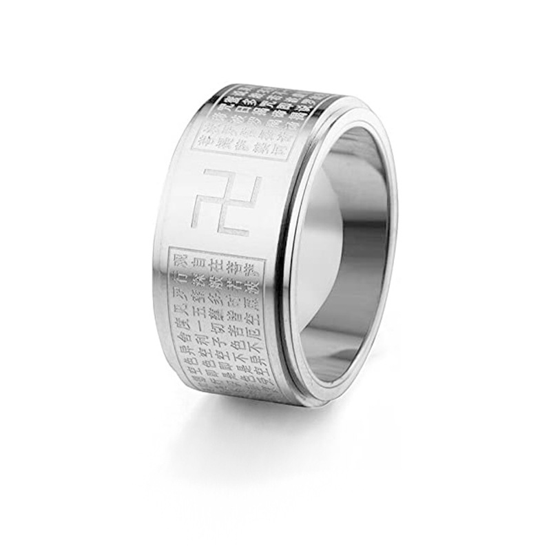 Anello cuore argento-svastica (12mm)