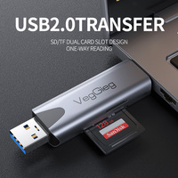 Lector de Tarjetas OTG 2 en 1 Veggieg Factory, de Aleación de Aluminio, USB 3.0 5Gbps a Tipo C, Adaptador USB, Lectores de Tarjetas SD/TF