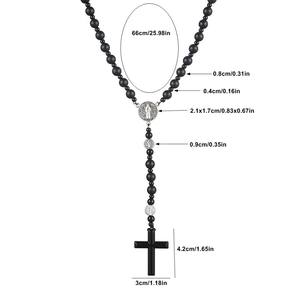 Nuova pietra vulcanica nera pietra Gallstone Alt san benedetto cattolico religioso maschile originale pietra croce <span class=keywords><strong>rosario</strong></span> <span class=keywords><strong>collana</strong></span> - Product Image 6