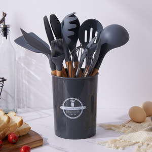 Set di 12 Utensili da Cucina in Silicone con Manico in Legno, <span class=keywords><strong>Accessori</strong></span> per la <span class=keywords><strong>Casa</strong></span> - Product Image 4