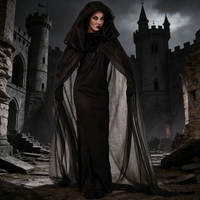 Jupe de sorcière médiévale pour fête de Noël - Costume de luxe pour femmes adultes en gros, style gothique noir, Halloween et rassemblements festifs