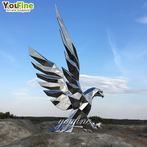 Escultura <span class=keywords><strong>de</strong></span> Águila <span class=keywords><strong>de</strong></span> <span class=keywords><strong>Acero</strong></span> Inoxidable para Jardín, Espejo Exterior Grande - Product Image 6