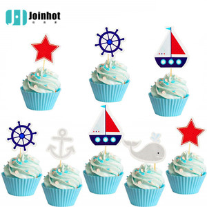 Ocean Themed Cake Insert Paper Decorations For Children Birthday Party 20-40Pcs Non Toxic Cartoon Style - Product Image 3