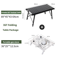 Tables pliantes d'extérieur portables IGT en aluminium, table de camping tactique avec réchaud, table de repas résistante aux intempéries, cuisine de camping