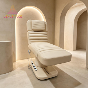 Lit de beauté électrique blanc crème de luxe, fauteuil inclinable pour les soins, extension de cils, manucure - Product Image 1