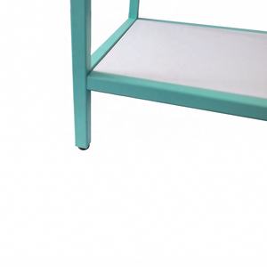 Estante de exhibición de bebidas de pie de madera y metal MDF de 4 niveles con recubrimiento de polvo azul personalizado al por mayor para supermercado - Product Image 6