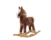 Оптовая продажа, милая детская музыкальная плюшевая лошадка-качалка игрушки с деревянной основой для самых маленьких (скачущий и moving ртом/задний фонарь)