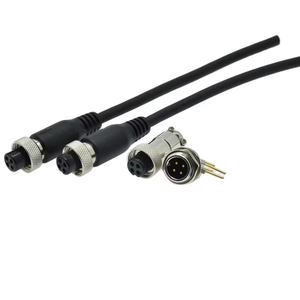 Gx12 kết nối cáp điện góc bên phải ổ cắm không thấm nước 4 pin hàng không công nghiệp cắm ổ cắm hàn cáp kết nối - Product Image 4