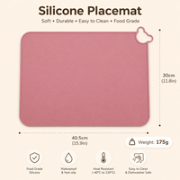 Vente en gros de tapis de table pour bébé en silicone de qualité alimentaire sans BPA ni PVC, forme d'ours mignon, antidérapant, tapis de repas pour enfants