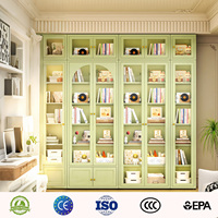 Vitrina Moderna Blanca de Acero para Sala de Estar, Puerta de Vidrio Arqueada, Librería Metálica de Una Puerta con Estantes Ajustables