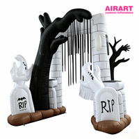 Arche de cimetière gonflable personnalisée pour Halloween, arche gonflable en forme de pierre tombale avec arbre mort, arche d'entrée gonflable géante