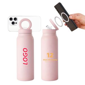Gym Water <b>Bottle</b> 24 oz Stainless Steel Water <b>Bottle</b> 750ml Thermal Flask Vacuum Insulated Water <b>Bottle</b> with Magnetic Phone Holder - Product Image 1