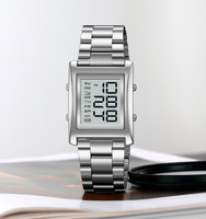 SKMEI # Montre numérique 2550 à 4 touches, performances plus stables, grand écran, bracelet en acier inoxydable, résistance à l'eau 30 m, pour homme et femme
