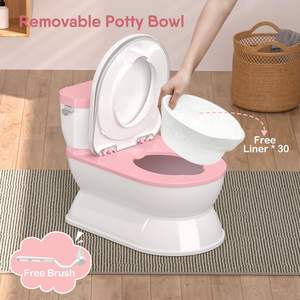 2026 Pot d'apprentissage 2-en-1 pour tout-petits - Pot de toilette plus grand et siège d'apprentissage amovible pour garçons et filles avec son de chasse d'eau - Product Image 5