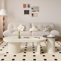 Table basse salon lumière luxe balcon rectangulaire dalle de roche Table à thé Table basse en marbre blanc