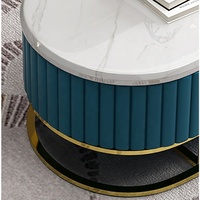 Table basse en marbre doré avec pieds en métal de style nordique de luxe