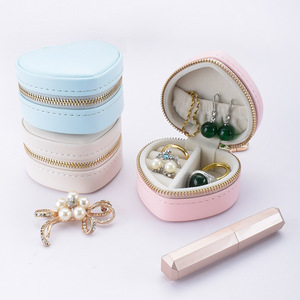 New Cute Simple and Portable PU Leather Jewelry Organizer for Girlssmall Hanging white <b>Trinket</b> <b>Box</b> - Product Image 5