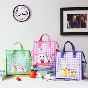 Sac à déjeuner à carreaux avec dessin animé, isolé et épaissi en feuille d'aluminium, pour l'école, les pique-niques et les trajets quotidiens - Product Image 1