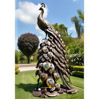 Grande sculpture de paon antique en bronze pour l'extérieur, statue d'animal en laiton faite à la main sur mesure pour la décoration des places et des jardins