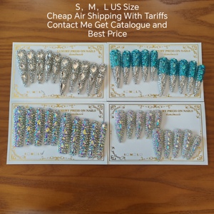 Lot de 10 <span class=keywords><strong>faux</strong></span> <span class=keywords><strong>ongles</strong></span> longs en acrylique, forme cercueil, style gothique de luxe, faits main, pour Halloween, motif <span class=keywords><strong>gel</strong></span> araignée, à presser - Product Image 6