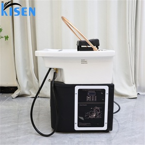 Équipement de lavage capillaire Kisen pour salon et spa, avec lavabo en céramique, raccordement de tuyaux et revêtement en cuir personnalisé, en promotion - Product Image 5