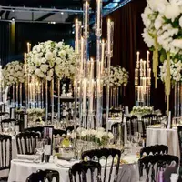 Grosir Tinggi Tempat Lilin Kristal Pernikahan Akrilik Centerpieces Tempat Lilin untuk Dekorasi Pernikahan