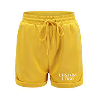 Shorts de sport en coton personnalisés pour femmes, ourlet roulé, shorts unis de haute qualité avec votre logo
